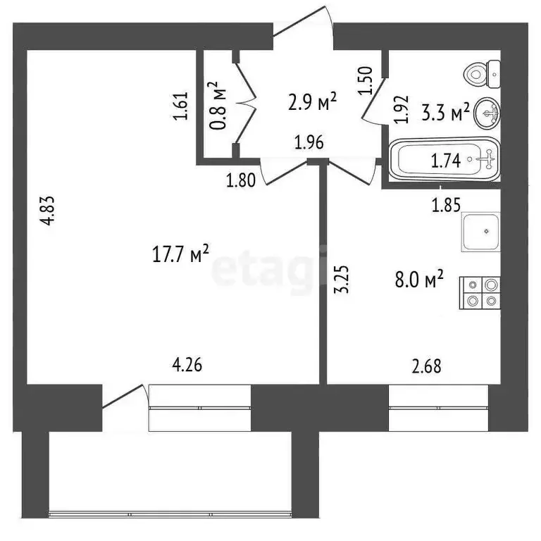 1-комнатная квартира: Котлас, улица Кедрова, 12А (32.3 м) - Фото 1