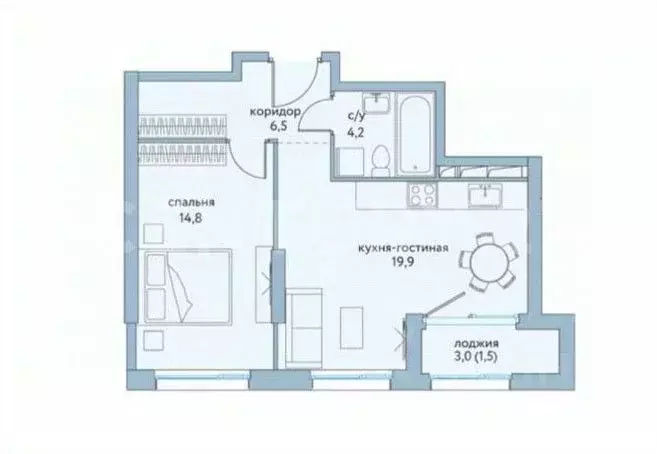 2-к кв. Москва ул. Крузенштерна, 2 (46.9 м) - Фото 1