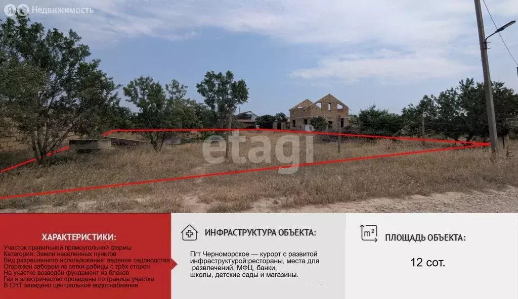 Участок в Черноморское, СНТ Бриз (12 м) - Фото 1