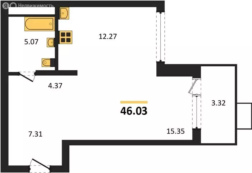 1-комнатная квартира: Воронеж, набережная Чуева, 7 (46.03 м) - Фото 1