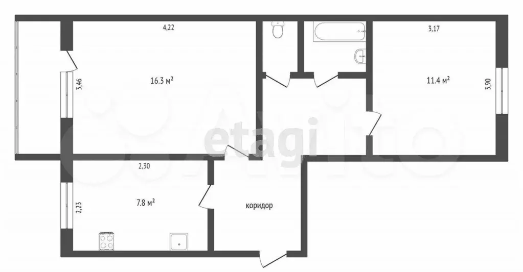 3-к. квартира, 79,6 м, 17/17 эт. - Фото 0