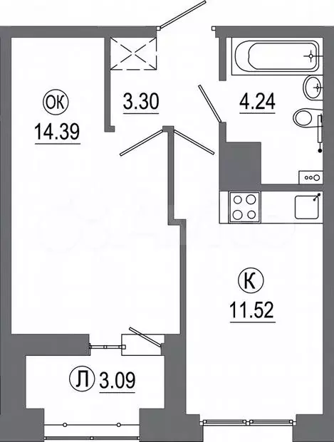 1-к. квартира, 36,5м, 6/16эт. - Фото 0