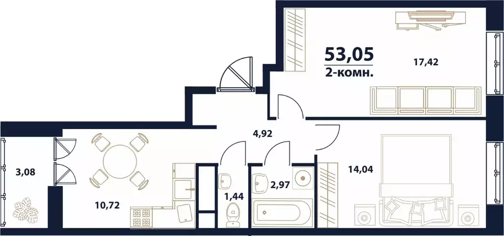 2-к кв. Ульяновская область, Ульяновск Новый Город мкр, 17-й кв-л, ... - Фото 0