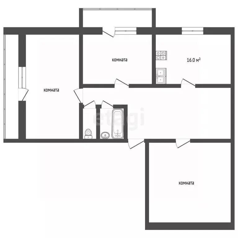 3-к кв. Алтайский край, Новоалтайск ул. Космонавтов, 26А (103.0 м) - Фото 2