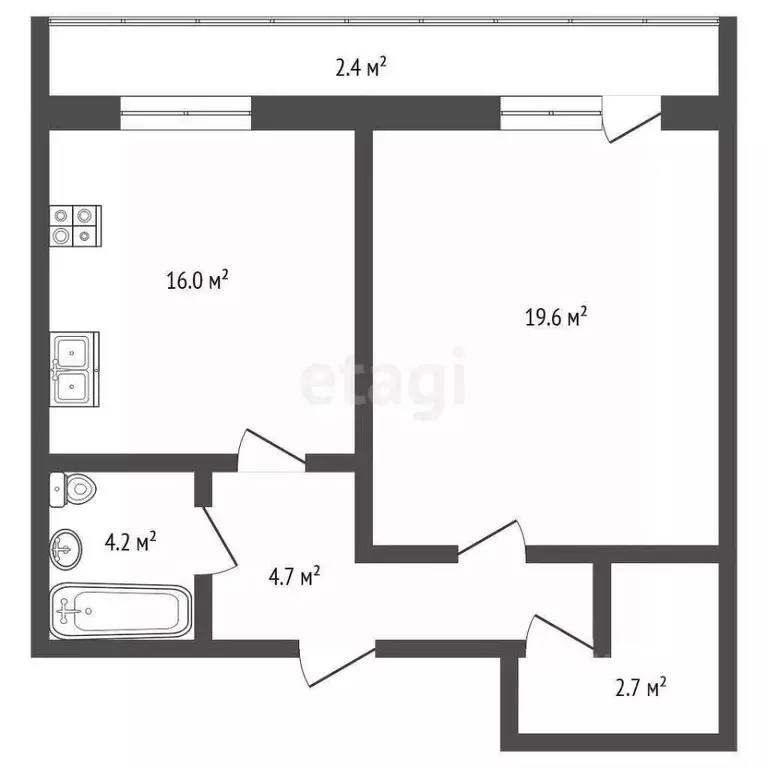 1-к кв. Вологодская область, Вологда ул. Маршала Конева, 26 (47.2 м) - Фото 2