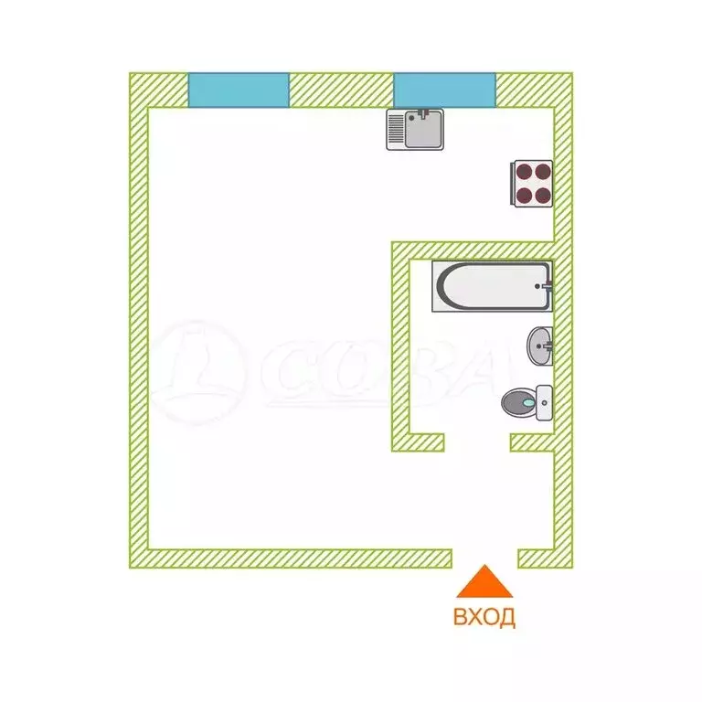 1-комнатная квартира: Тюмень, улица Карла Маркса, 129 (30.2 м) - Фото 2