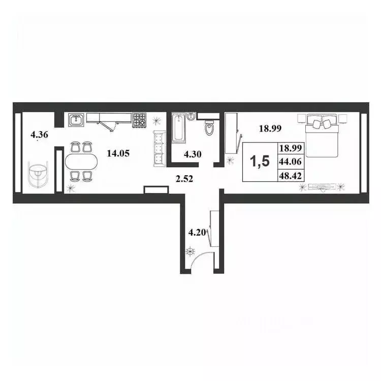 1-к кв. Новгородская область, Великий Новгород ул. Королева, 22к2 ... - Фото 1