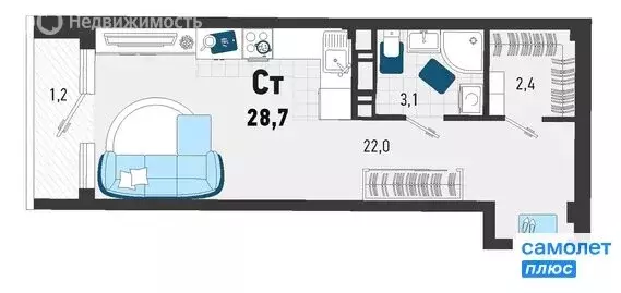 Квартира-студия: Агой, Конечная улица, 4 (28.7 м) - Фото 1