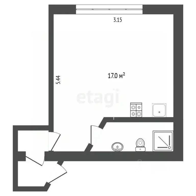 Студия Тюменская область, Тюмень Олимпийская ул., 15 (16.9 м) - Фото 2