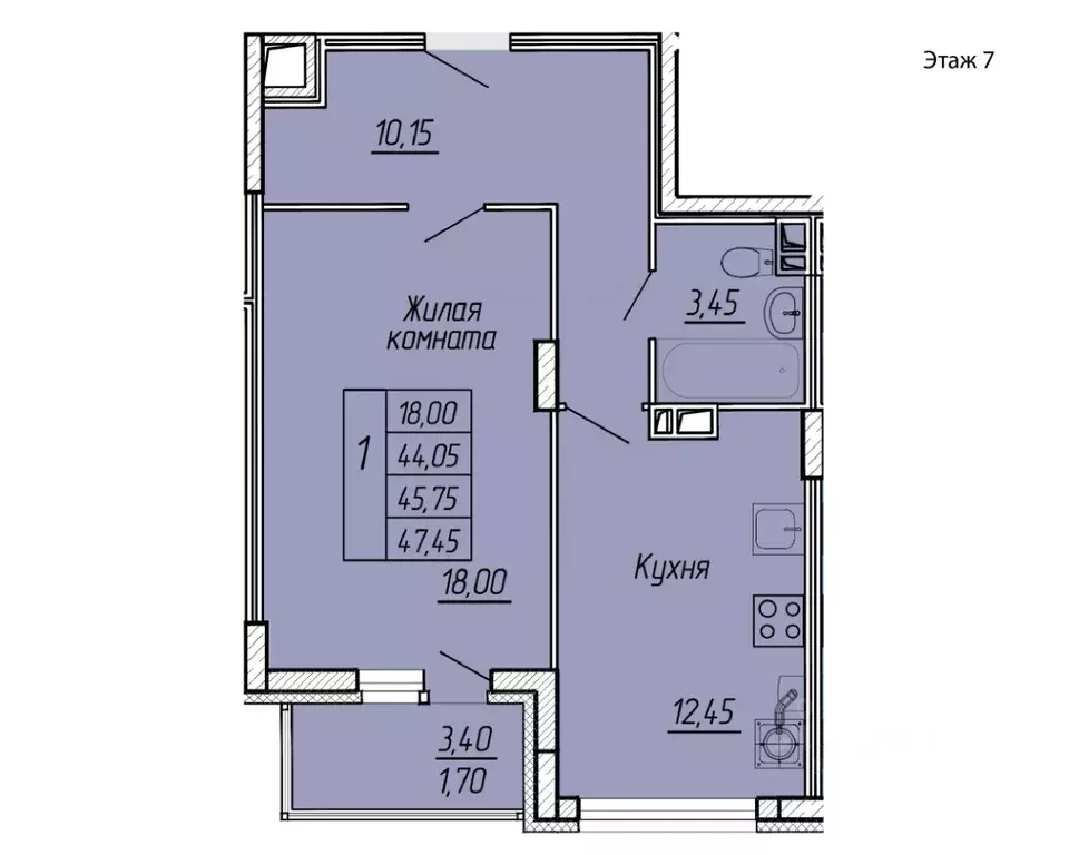 1-к кв. Ивановская область, Иваново ул. Жарова, 79 (47.45 м) - Фото 0