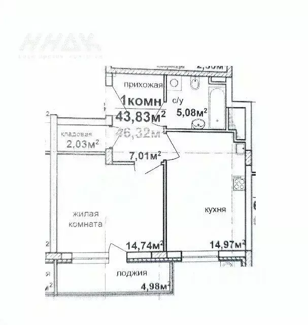 1-к кв. Нижегородская область, Нижний Новгород ул. Коммуны, 37 (46.3 ... - Фото 2