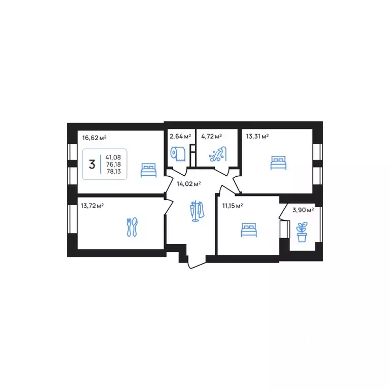 3-к кв. Липецкая область, Липецк Авторский жилрайон,  (78.13 м) - Фото 1