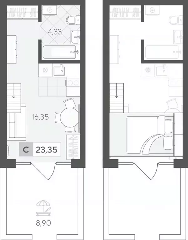 Студия Тюменская область, Тюменский район, д. Падерина ул. Сергея ... - Фото 1