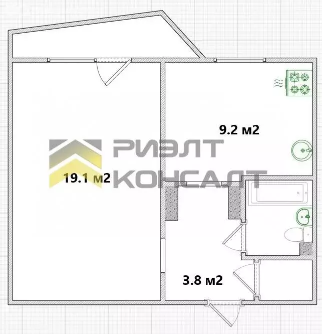 1-комнатная квартира: Омск, улица Сулеймана Стальского, 10 (37 м) - Фото 1