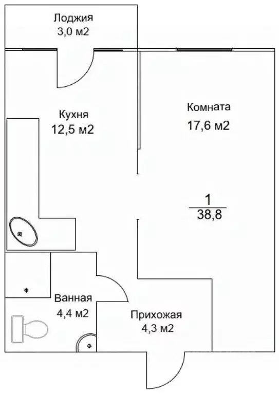 1-к кв. Московская область, Ленинский городской округ, д. Сапроново, ... - Фото 1