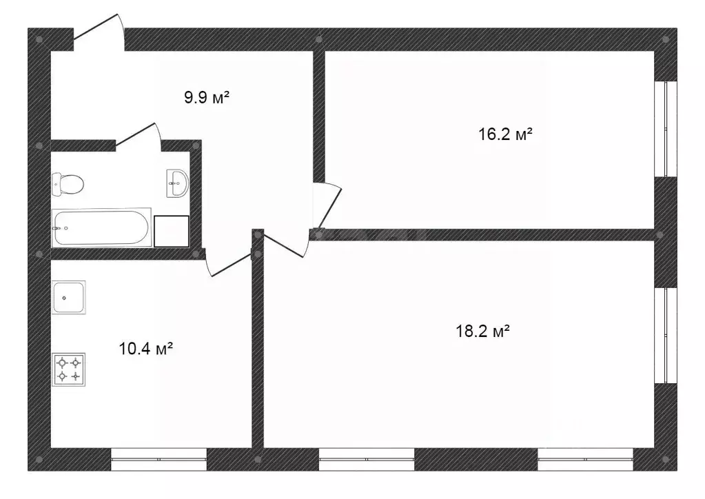 2-к кв. Костромская область, Кострома Никитская ул., 110 (40.9 м) - Фото 2