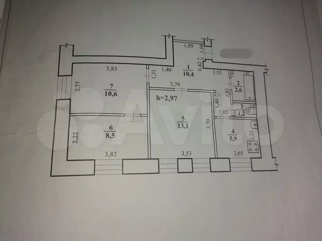3-к. квартира, 52,3 м, 2/2 эт. - Фото 0