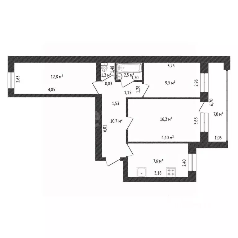 3-к кв. Башкортостан, Уфа ул. Менделеева, 138 (61.9 м) - Фото 1