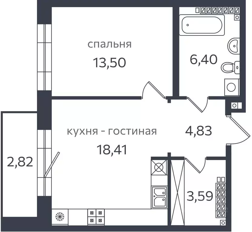 1-к кв. Санкт-Петербург проезд Петровская коса, 1к2 (48.0 м) - Фото 0