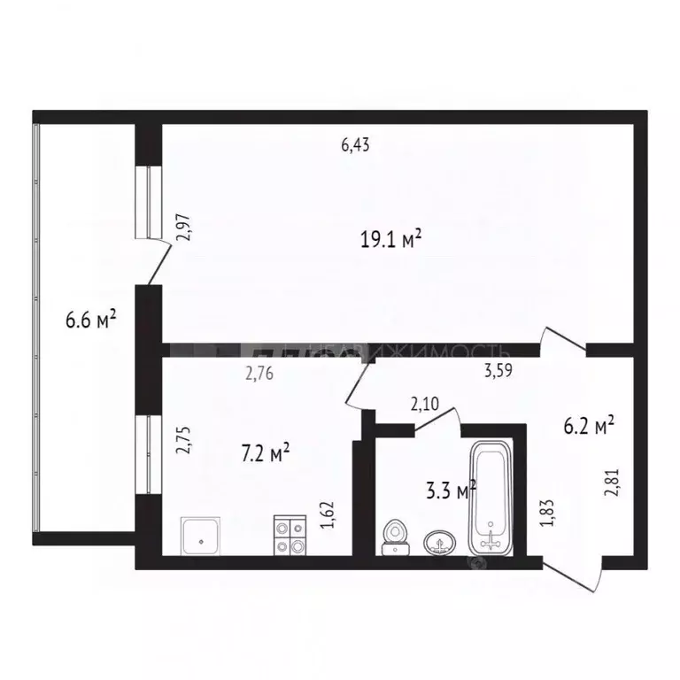 1-к кв. Тюменская область, Тюмень ул. Казачьи луга, 4к1 (27.2 м) - Фото 1