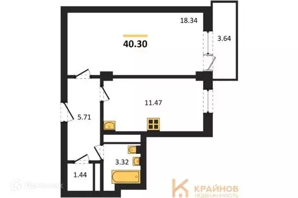 Продаётся 1-к квартира, 40.3 м - Фото 0
