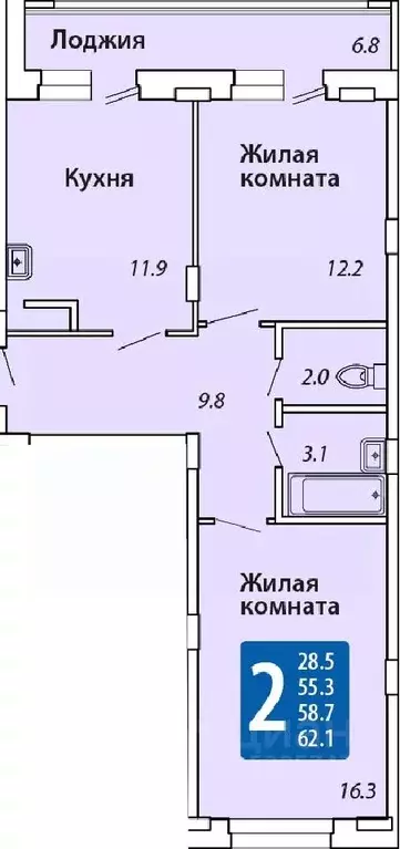 2-к кв. Чувашия, Новочебоксарск Советская ул., поз8 (58.7 м) - Фото 0