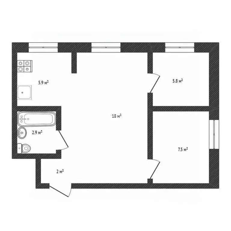 2-к кв. Нижегородская область, Нижний Новгород просп. Ленина, 5 (44.3 ... - Фото 2