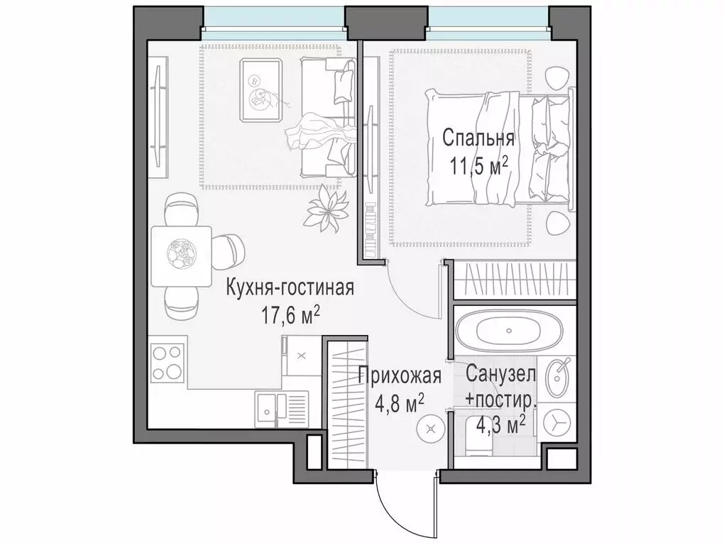 1-комнатная квартира: Мытищи, ЖК Белый Град, к11.3 (38.2 м) - Фото 1