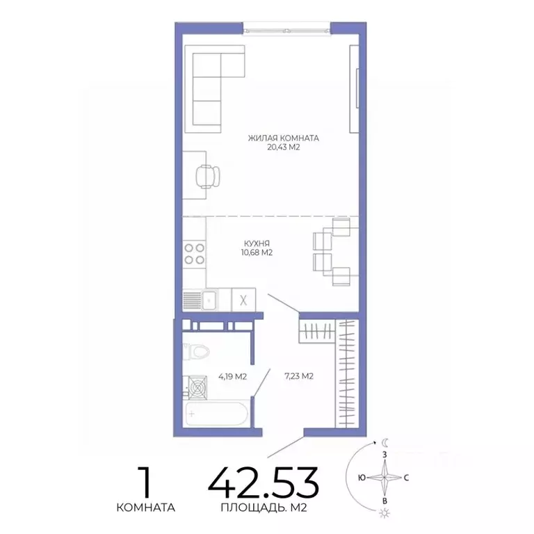 1-к кв. Пензенская область, Пенза Лугометрия жилой комплекс (42.53 м) - Фото 1