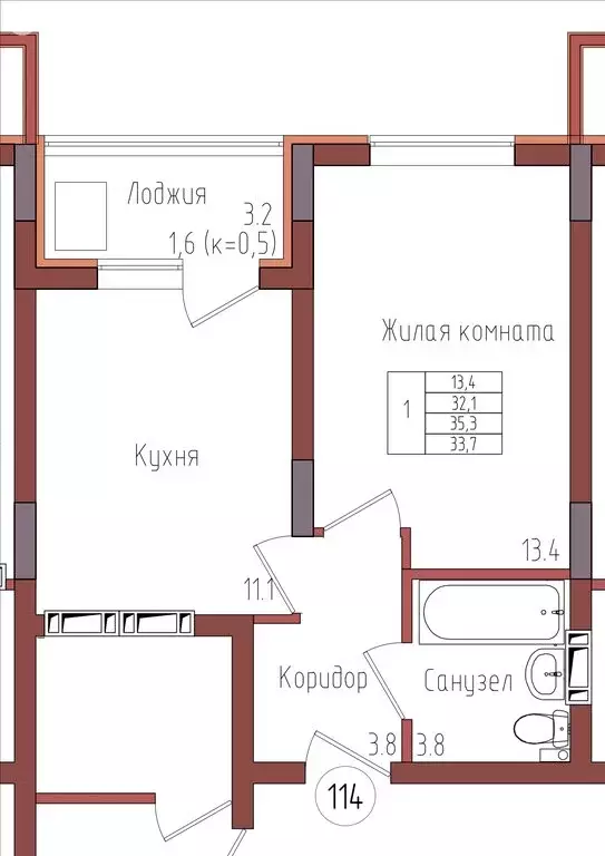 1-комнатная квартира: Калининград, Центральный район (33.7 м) - Фото 0