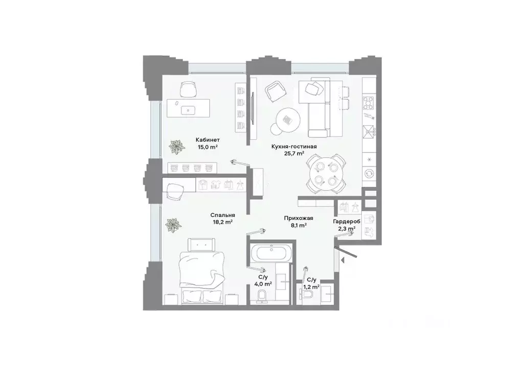 2-к кв. Москва Ленинский просп., 2 (74.5 м) - Фото 2