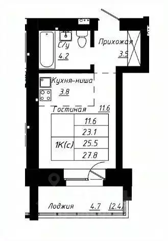 1-к кв. Алтайский край, Барнаул ул. Имени В.Т. Христенко, 2к4 (28.0 м) - Фото 0