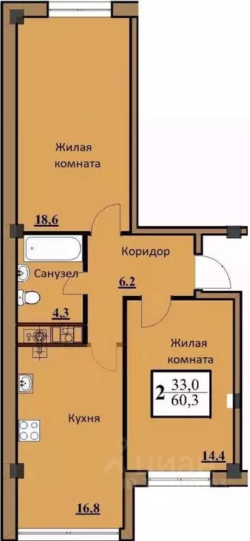 2-к кв. Ставропольский край, Ессентуки Просторная ул., 36к4 (59.1 м) - Фото 0