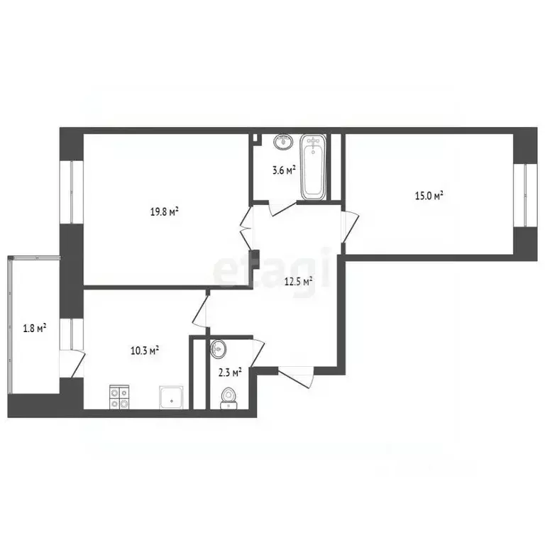 2-к кв. Забайкальский край, Чита ул. Генерала Белика, 5 (63.7 м) - Фото 2