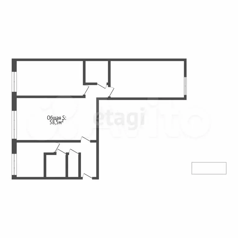 3-к. квартира, 58,5 м, 1/5 эт. - Фото 0