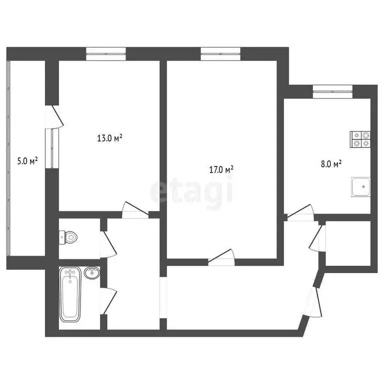 2-комнатная квартира: Тюмень, Широтная улица, 61 (53.1 м) - Фото 0