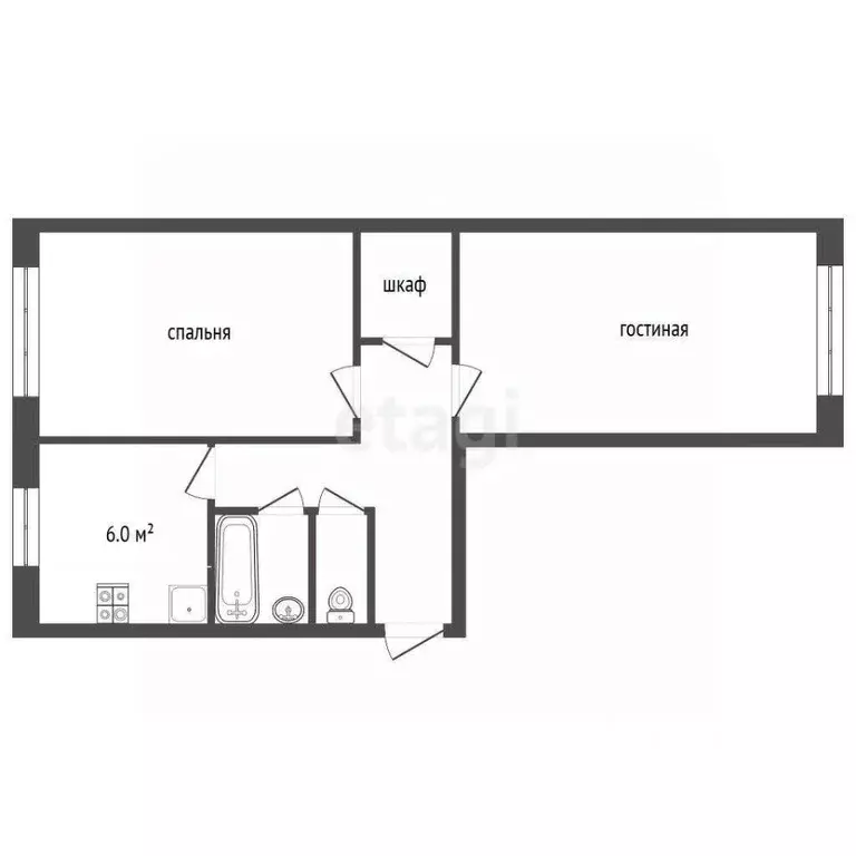 2-к кв. Пермский край, Чернушка ул. Нефтяников, 6 (44.5 м) - Фото 2