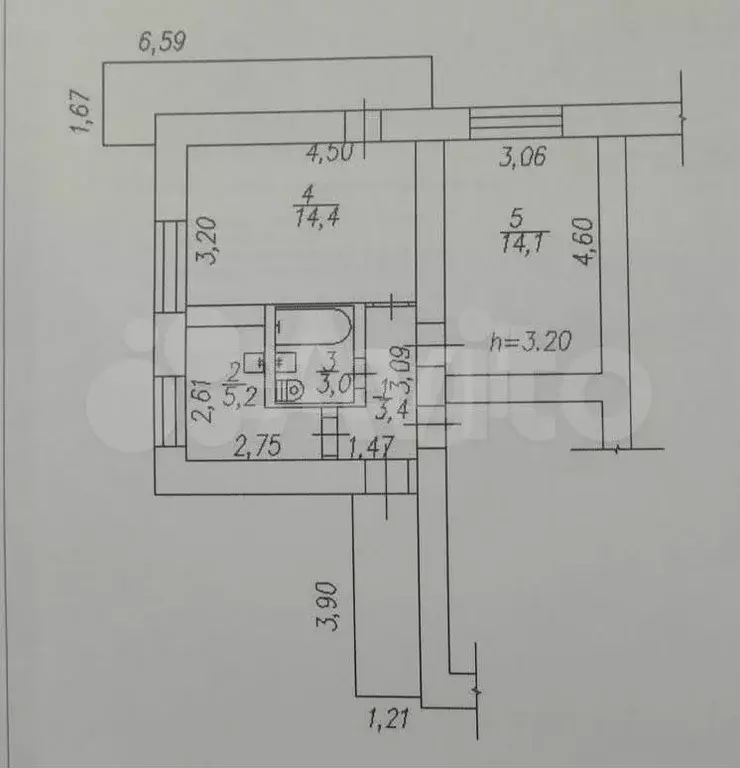 2-к. квартира, 40,1 м, 3/3 эт. - Фото 0