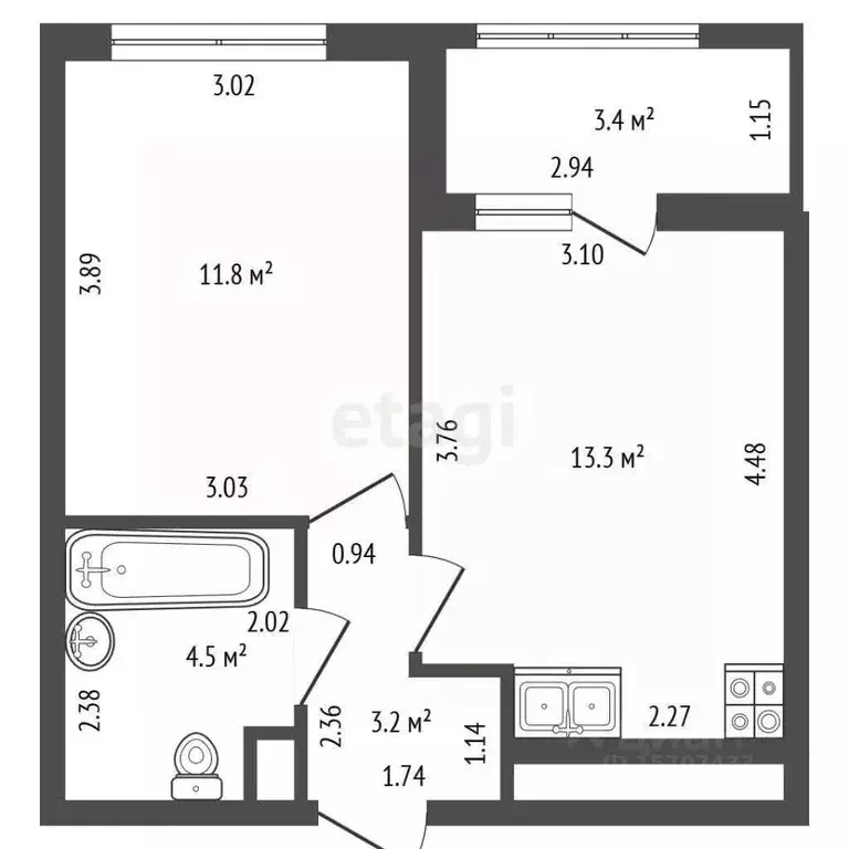 1-к кв. Санкт-Петербург аллея Арцеуловская, 9 (32.8 м) - Фото 2