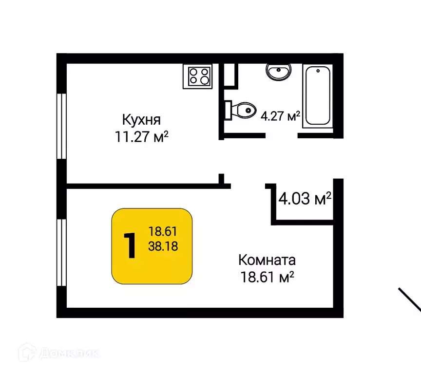 Продаётся 1-к квартира, 38.08 м - Фото 0