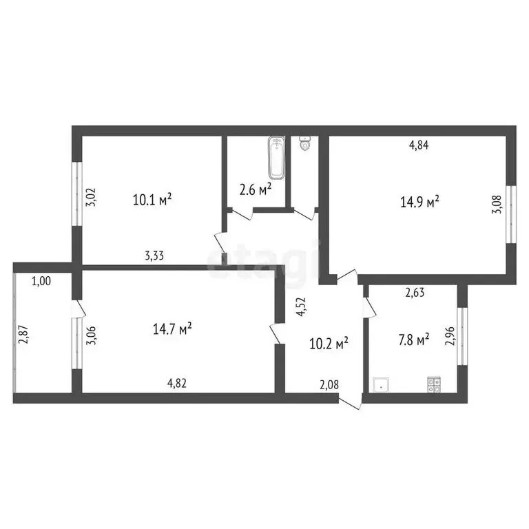 3-комнатная квартира: Благовещенск, улица Ленина, 176 (61.5 м) - Фото 0