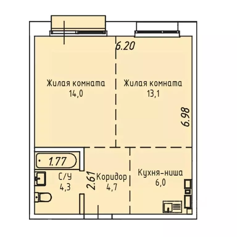 2-к кв. Иркутская область, Иркутск Култукская ул., 16 (43.1 м) - Фото 0