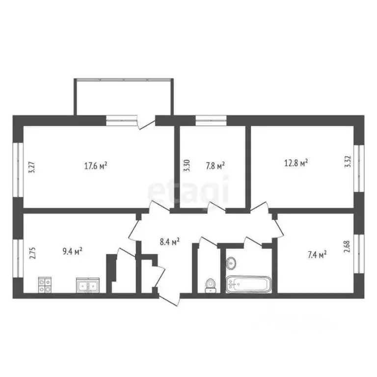 4-к кв. Ямало-Ненецкий АО, Новый Уренгой Сибирская ул., 63 (67.0 м) - Фото 1