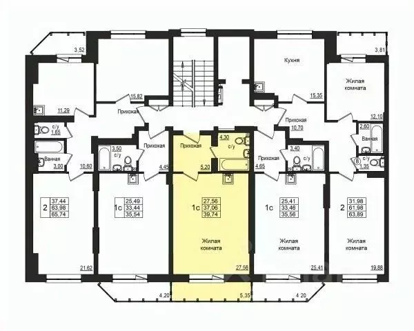 Студия Новосибирская область, Новосибирск Вилюйская ул., 6 (36.6 м) - Фото 2