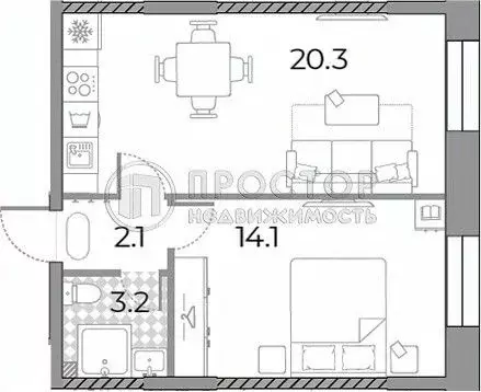 2-к кв. Москва Зиларт жилой комплекс, 21/22 (39.8 м) - Фото 1