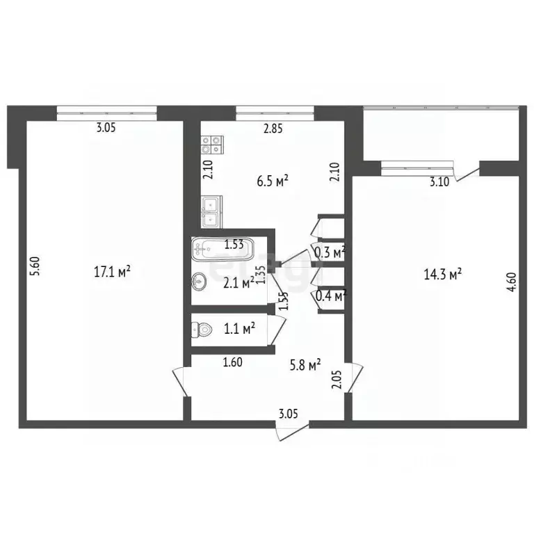 2-к кв. Мордовия, Рузаевка ул. Юрасова, 10А (47.6 м) - Фото 2