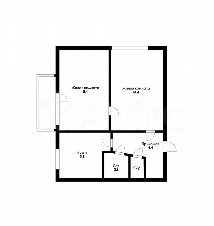 2-к. квартира, 40 м, 4/5 эт. - Фото 0