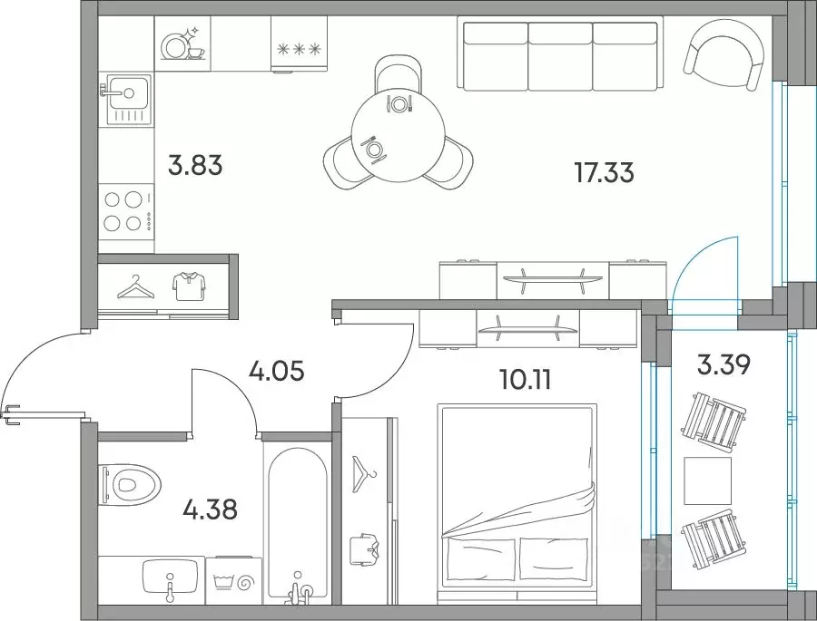 2-к кв. Карелия, Петрозаводск Александровский Завод тер.,  (43.09 м) - Фото 2