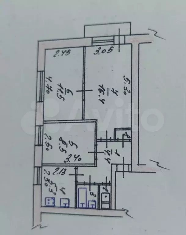 3-к. квартира, 50 м, 2/5 эт. - Фото 0
