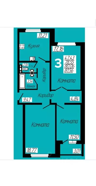 3-к кв. Смоленская область, Смоленск ул. Попова, 113В (81.0 м) - Фото 1